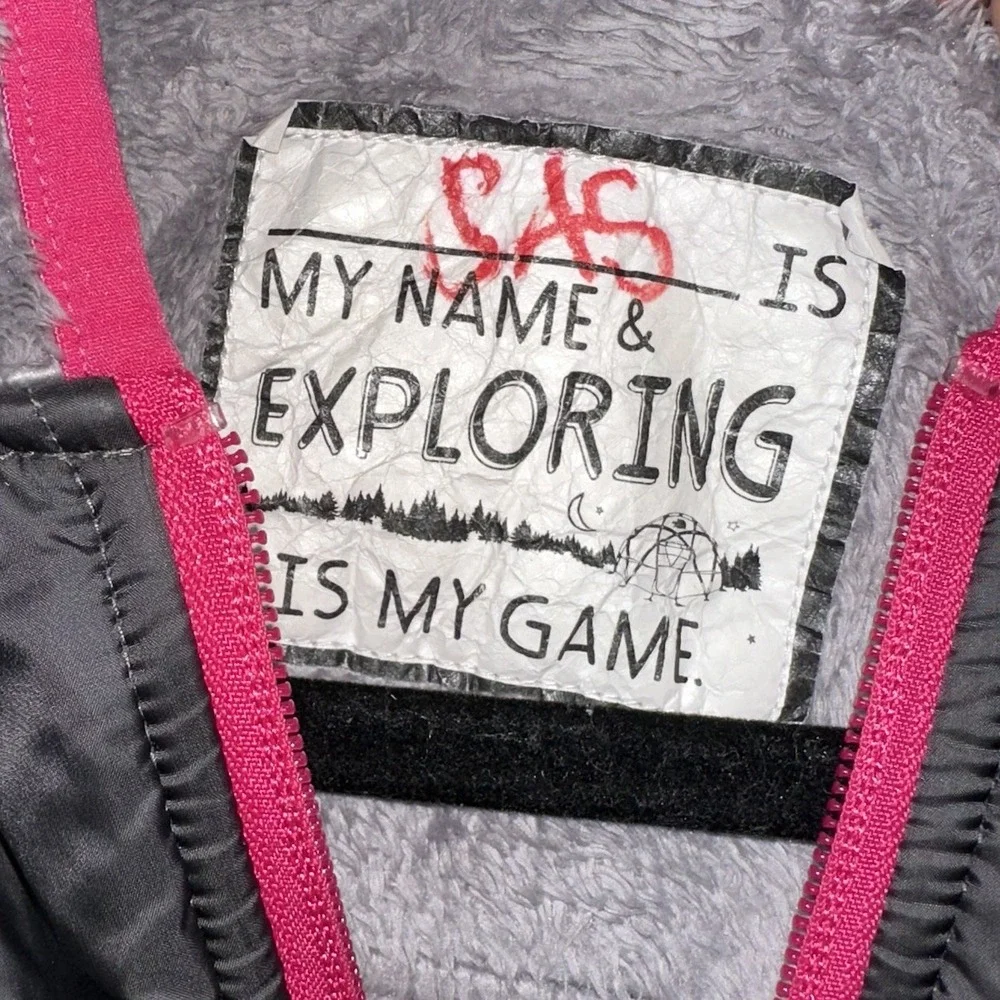 The North Face Girl's L 14/16‎ Oso Hoodie Fleece Gray Pink Full Zip Lined Teddy